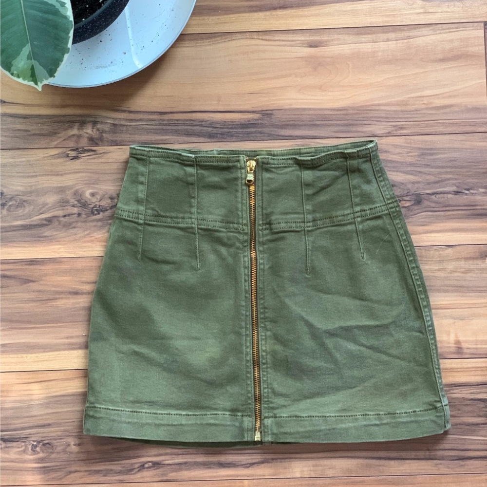 Free People Green Corduroy Mini Skirt